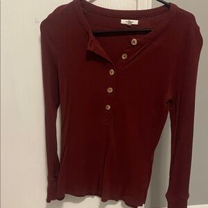 Maurices Maroon Long Sleeve Henley
